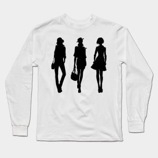 Silhouette of fashion girls Long Sleeve T-Shirt